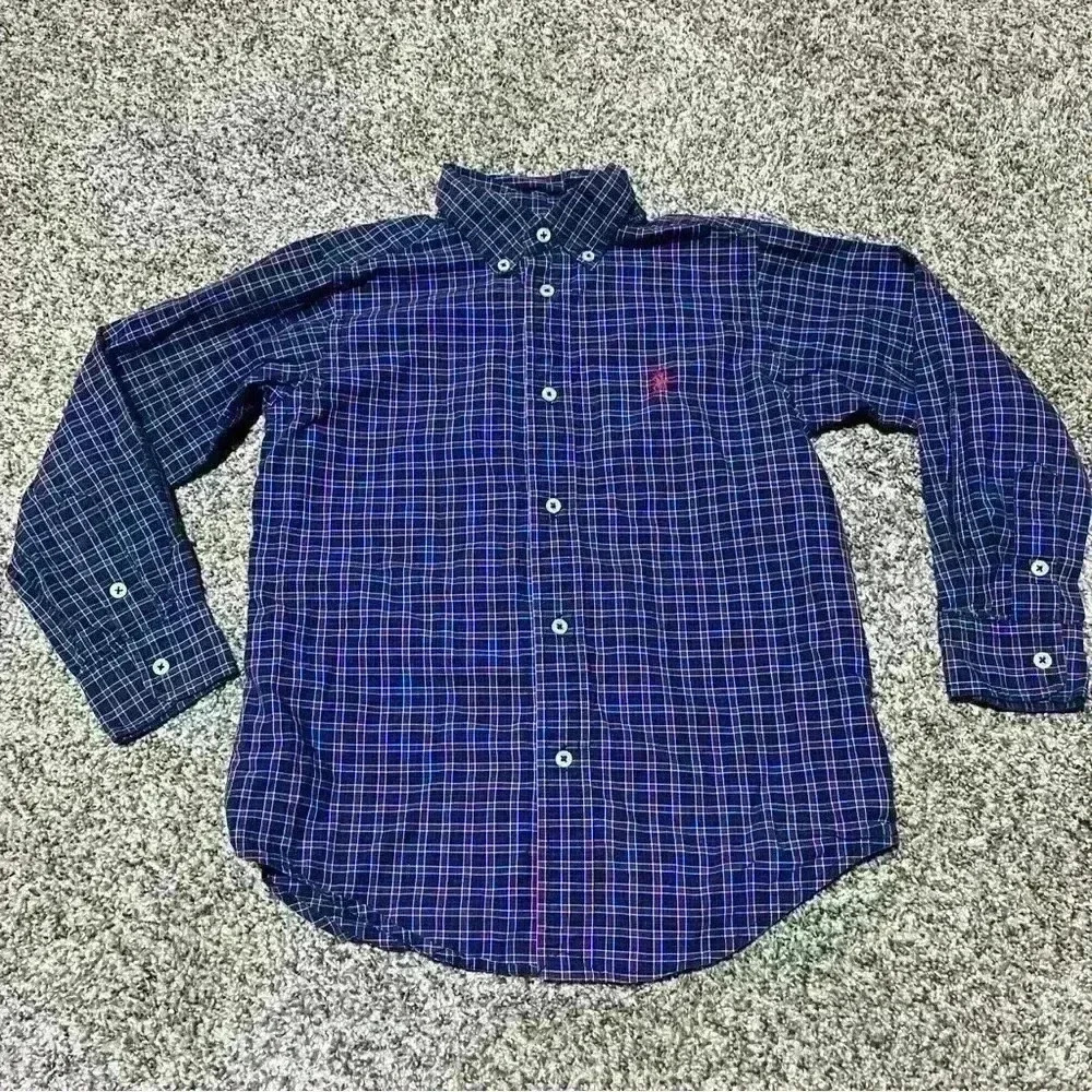 Ralph Lauren Shirt Boys Size 6 Button Down Plaid Red/ Pink & Blue Long Sleeve